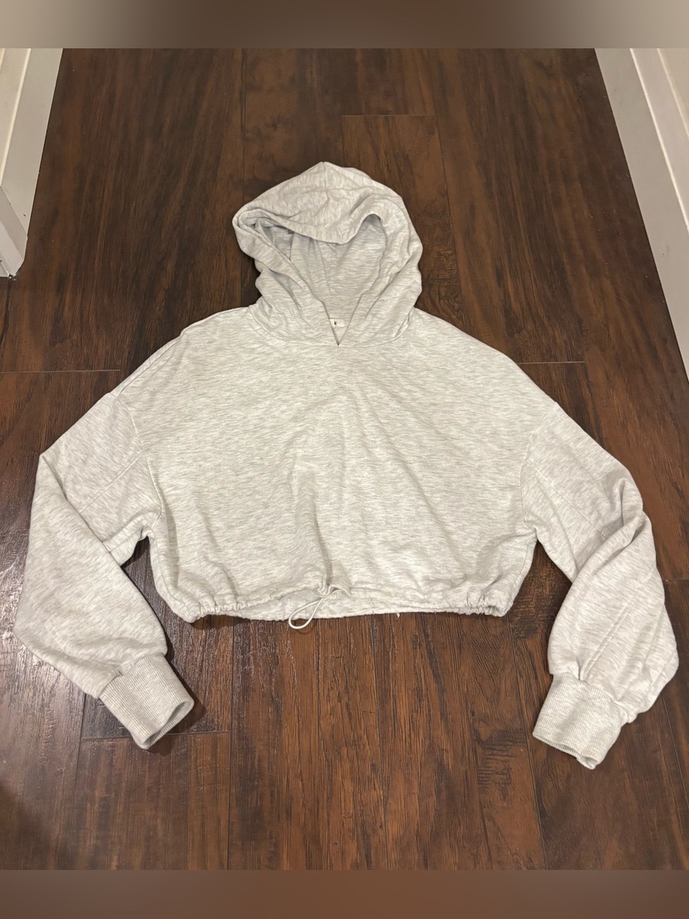 Garage Light Gray Cropped Hoodie with Synching